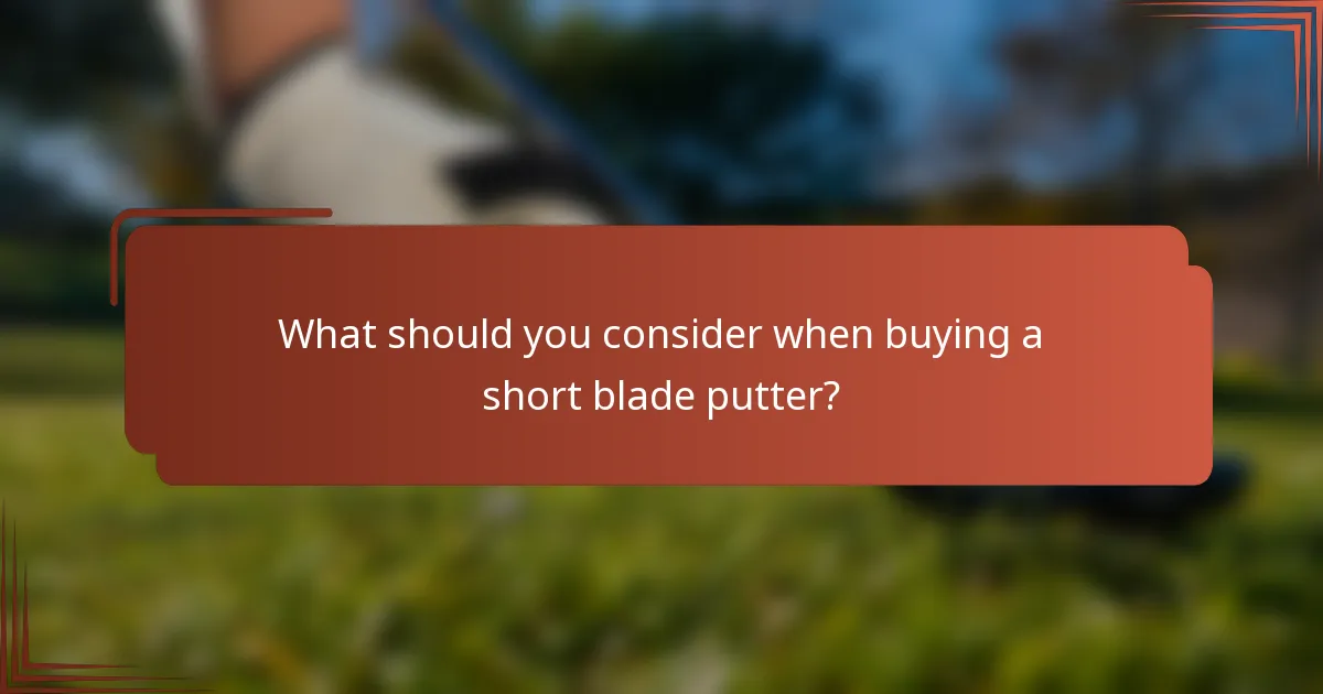 What should you consider when buying a short blade putter?