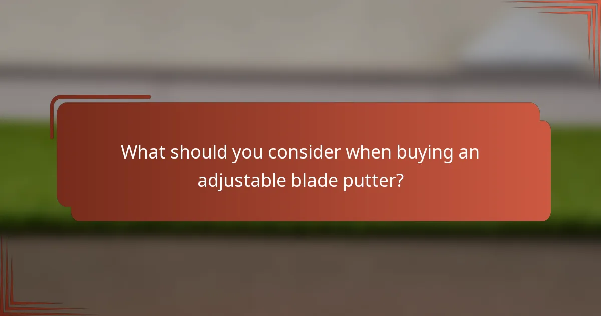 What should you consider when buying an adjustable blade putter?