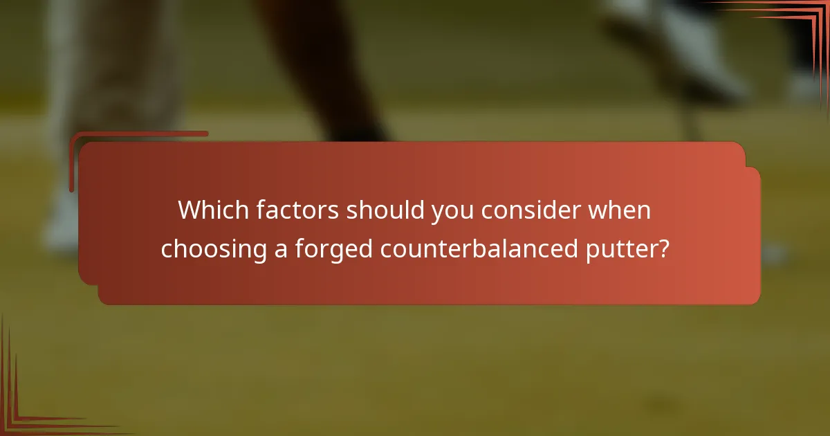 Which factors should you consider when choosing a forged counterbalanced putter?